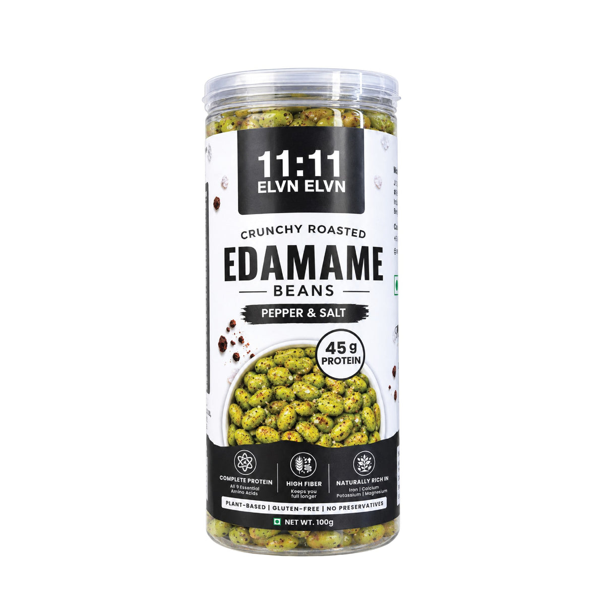 Roasted Edamame Beans Pepper & Salt: jar, 100 g