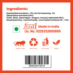 Roasted Edamame Beans Peri Peri: ingredients and FSSAI licence